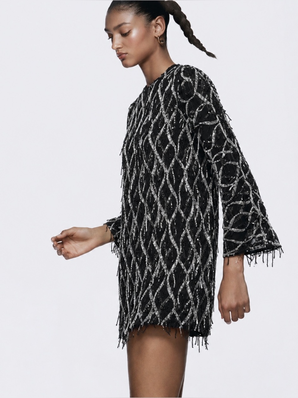 ZARA MINI DRESS WITH FRINGING AND SEQUINS - Picture 9 of 16